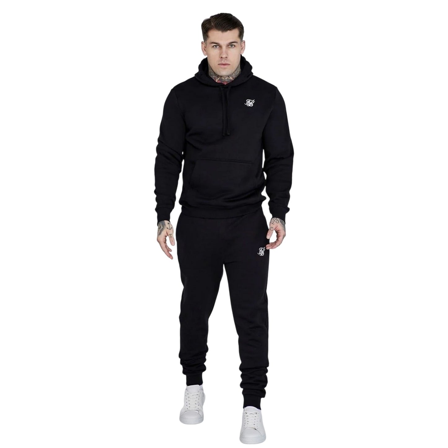 Black - Front - SikSilk Mens Casual Hoodie