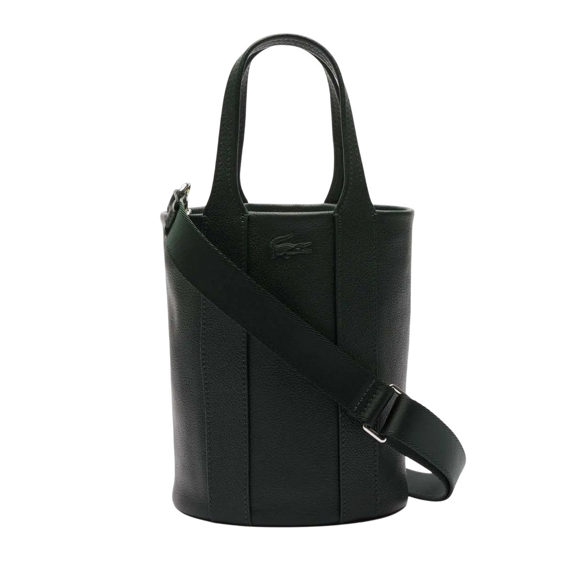 Green - Front - Lacoste City Court Grain Leather Bucket Bag