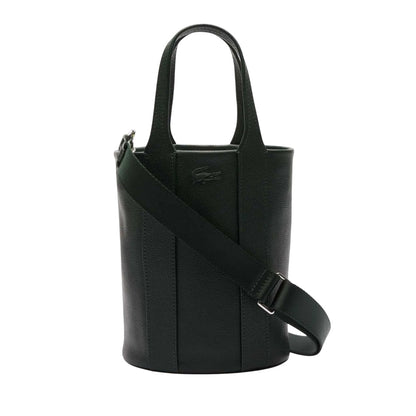 Green - Front - Lacoste City Court Grain Leather Bucket Bag