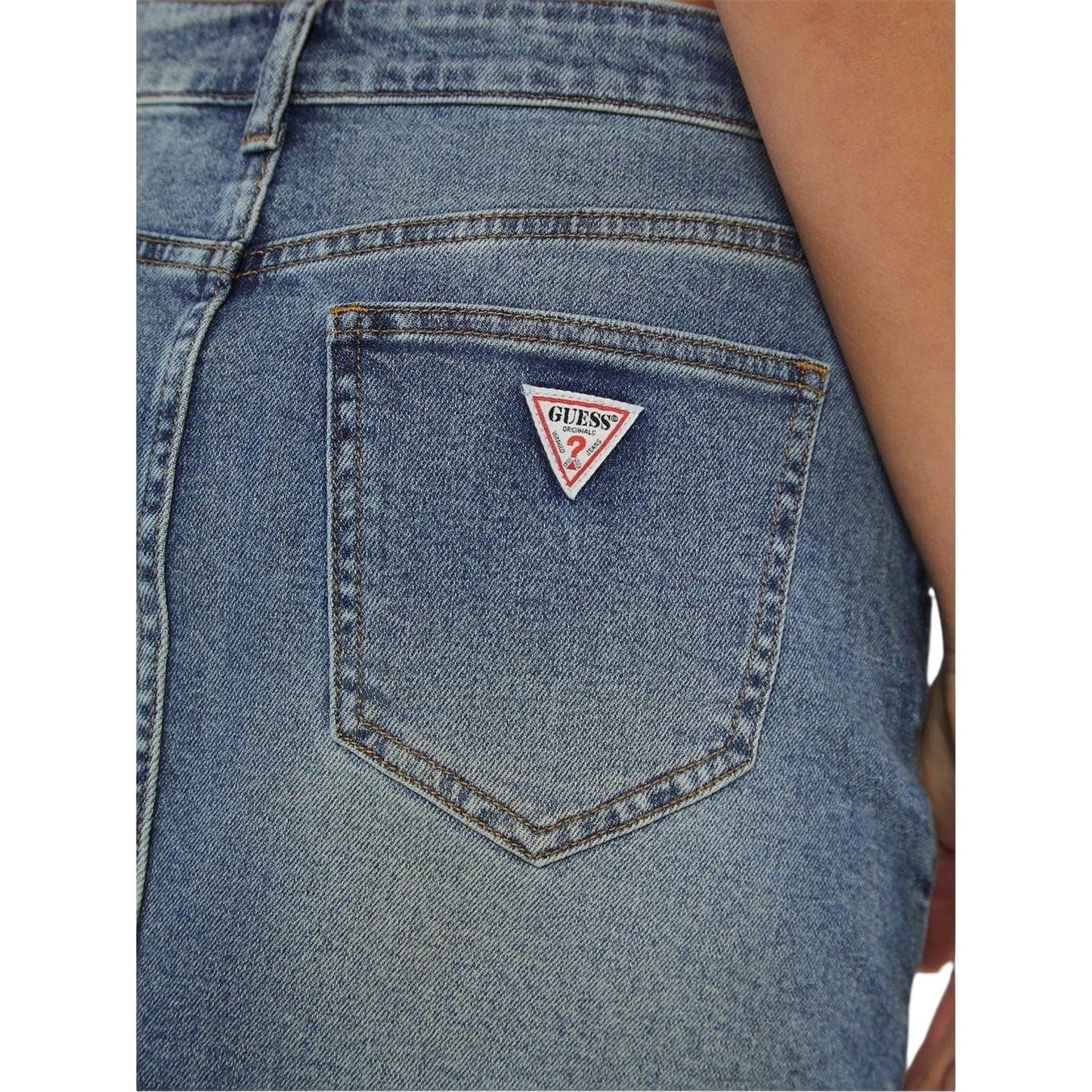 Washed Blue - Lifestyle - Guess Womens-Ladies Panel Denim Mini Skirt