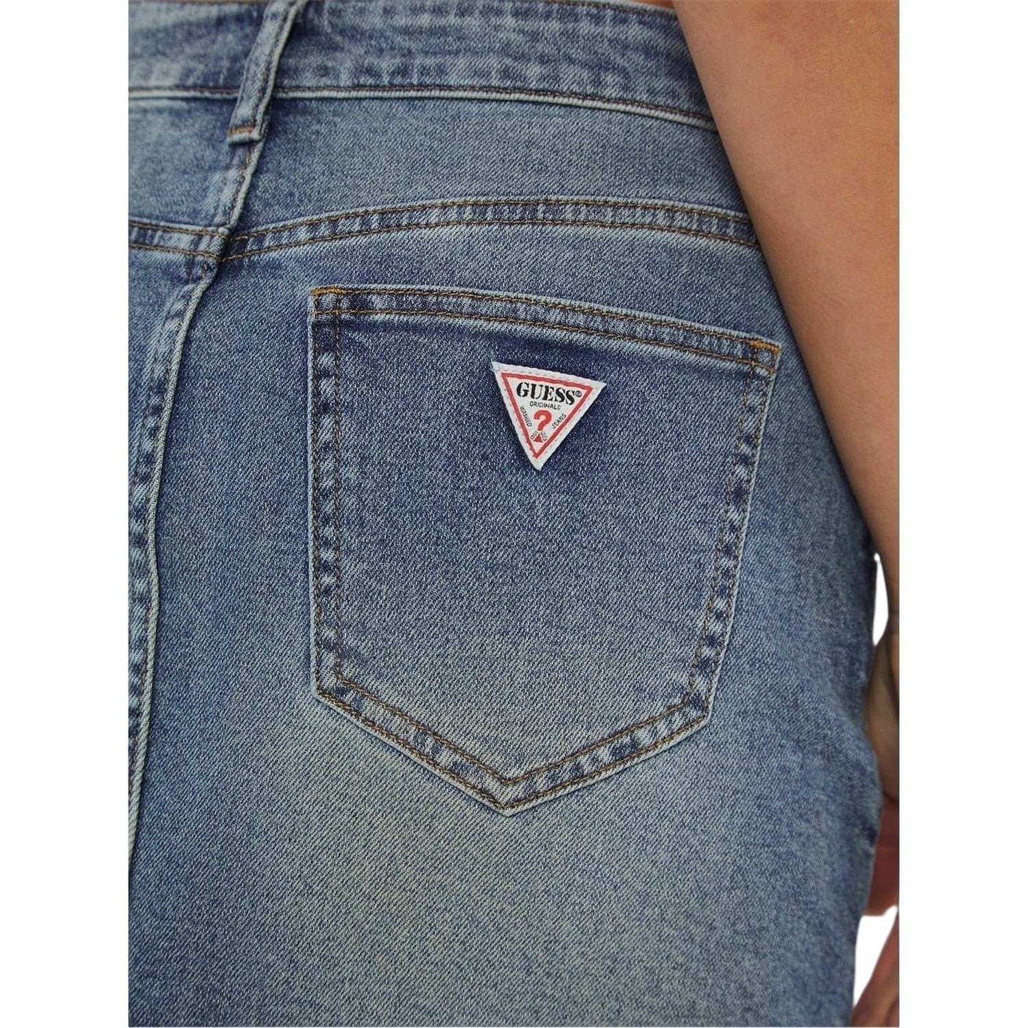 Washed Blue - Lifestyle - Guess Womens-Ladies Panel Denim Mini Skirt
