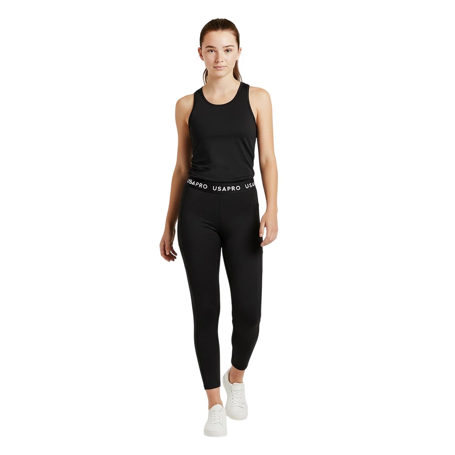 Black-Multicoloured - Lifestyle - USA Pro Girls Leaf Print Tight Leggings