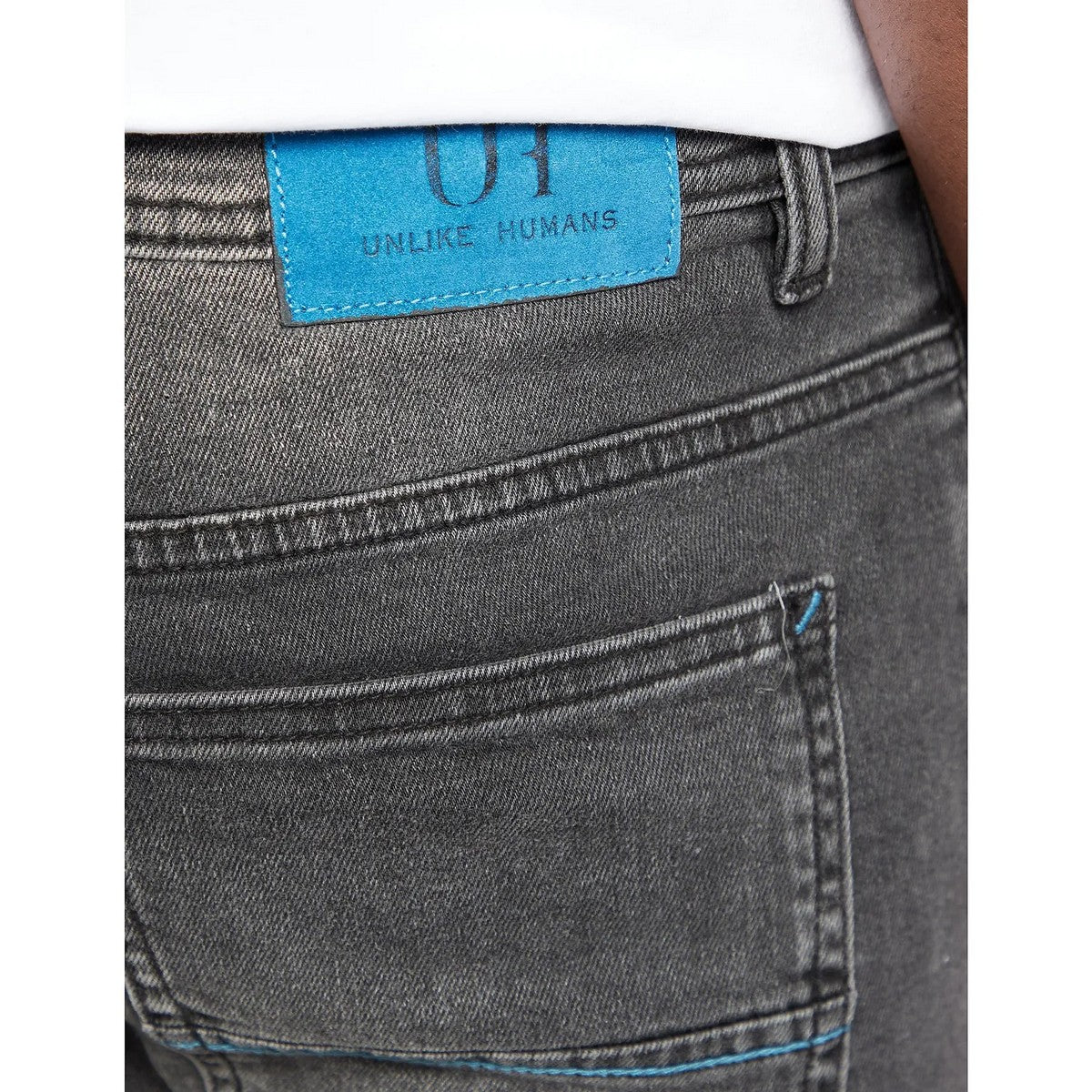 Grey - Side - Unlike Humans Mens Denim Tapered Jeans