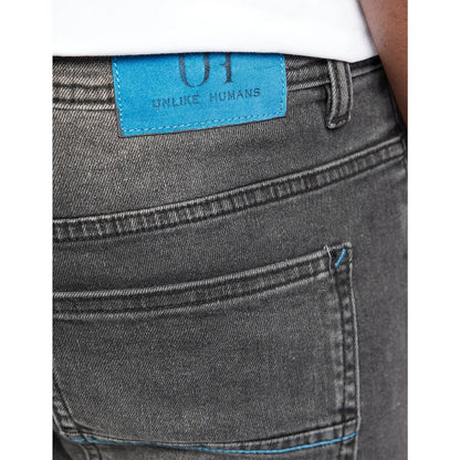 Grey - Side - Unlike Humans Mens Denim Tapered Jeans