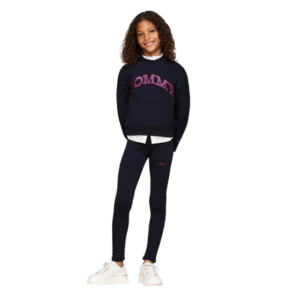 Desert Sky - Pack Shot - Tommy Hilfiger Girls Foil Logo Leggings