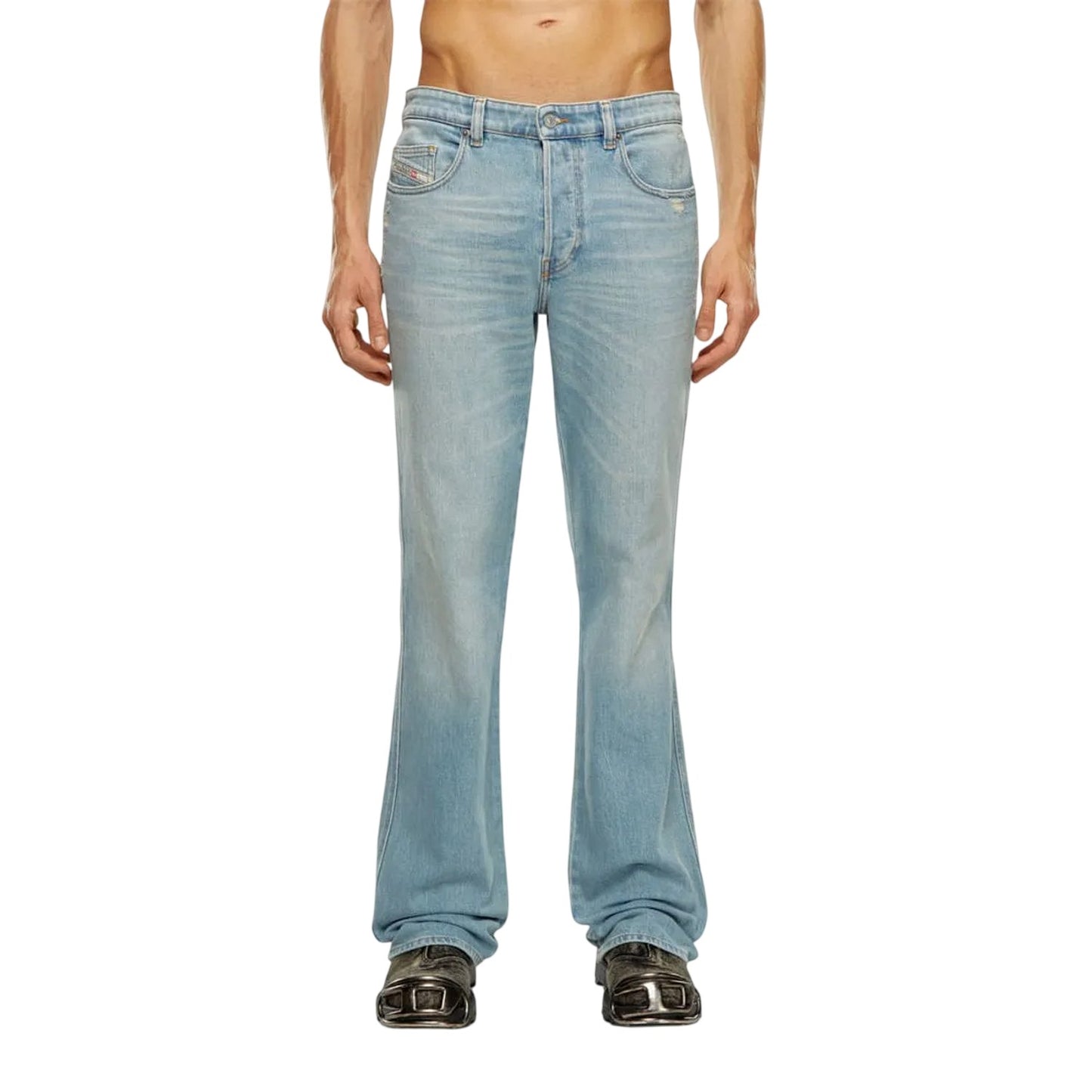 Blue Denim - Side - Diesel Mens 1998 Light Wash Straight Leg Jeans