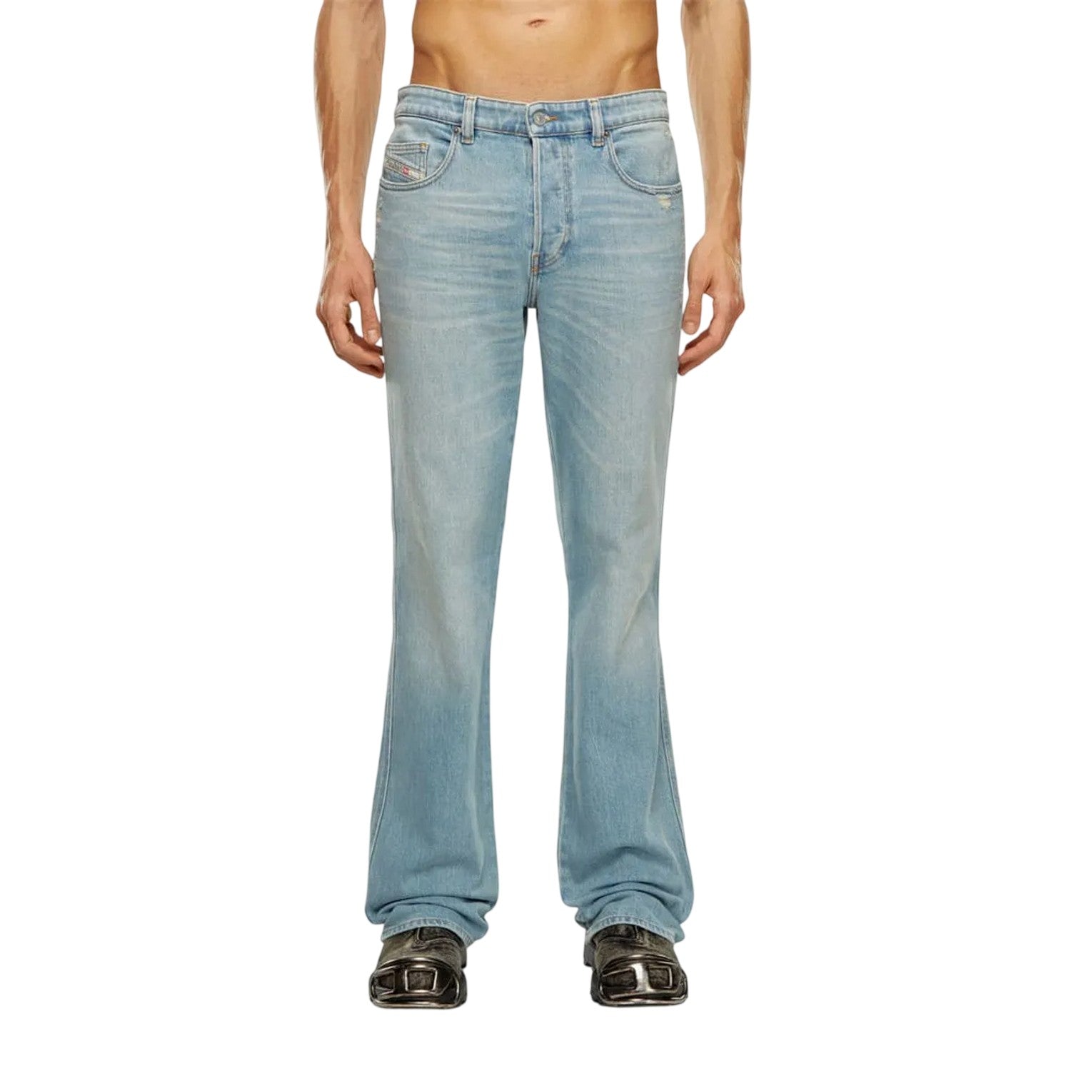 Blue Denim - Side - Diesel Mens 1998 Light Wash Straight Leg Jeans