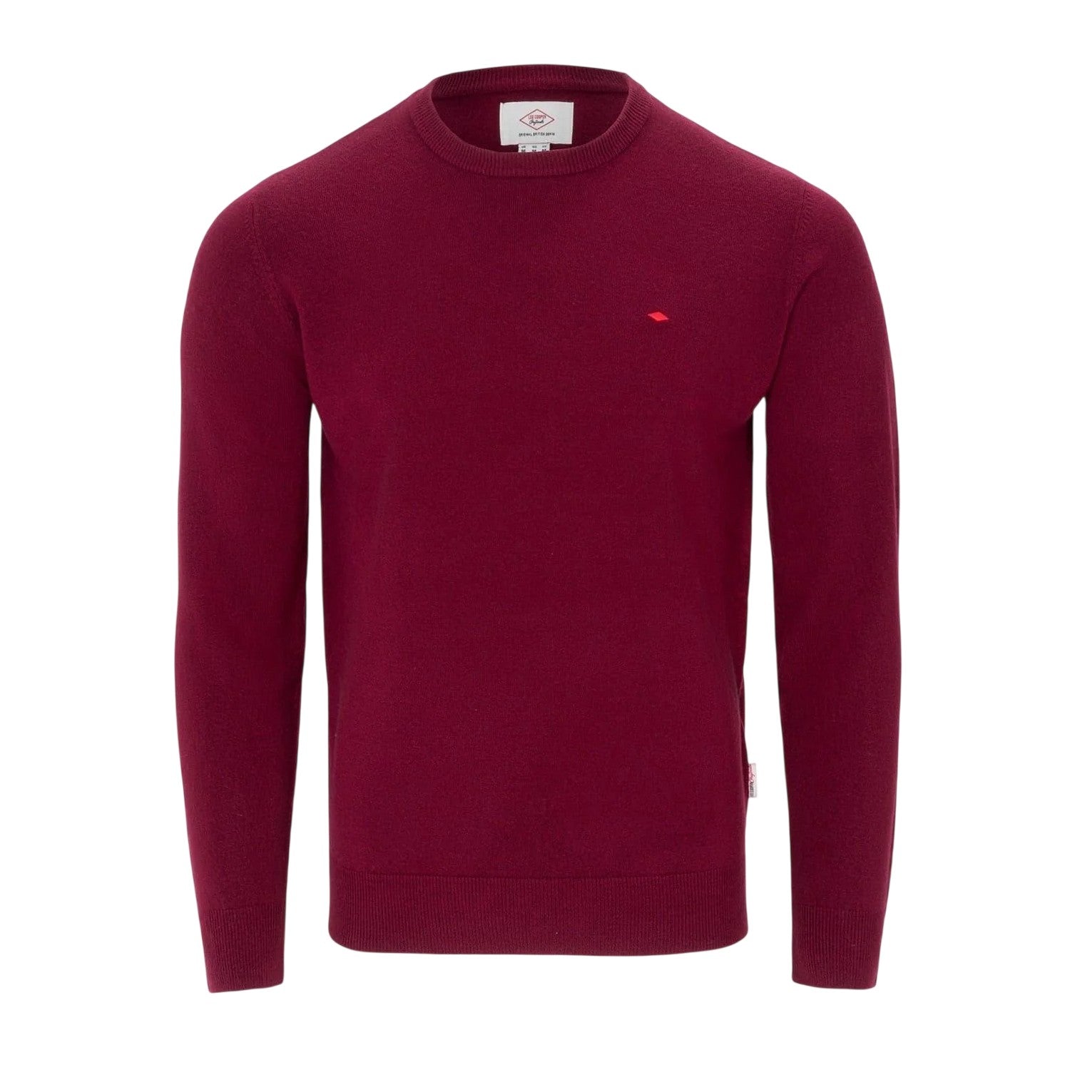 Burgundy - Front - Lee Cooper Mens Crew Neck Long-Sleeved Jumper