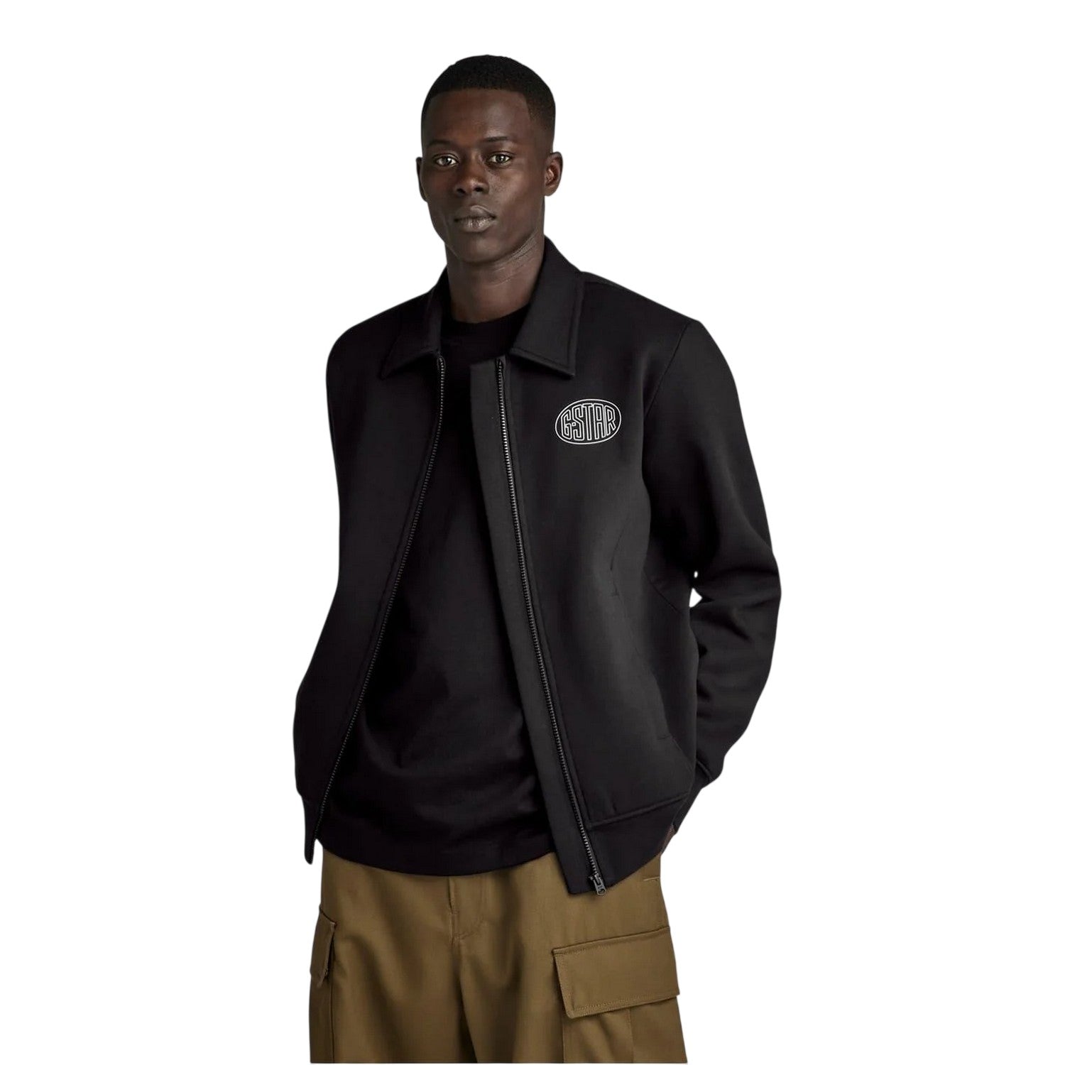 Dark Black - Lifestyle - G-Star Mens Collared Full Zip Regular Sweatshirt