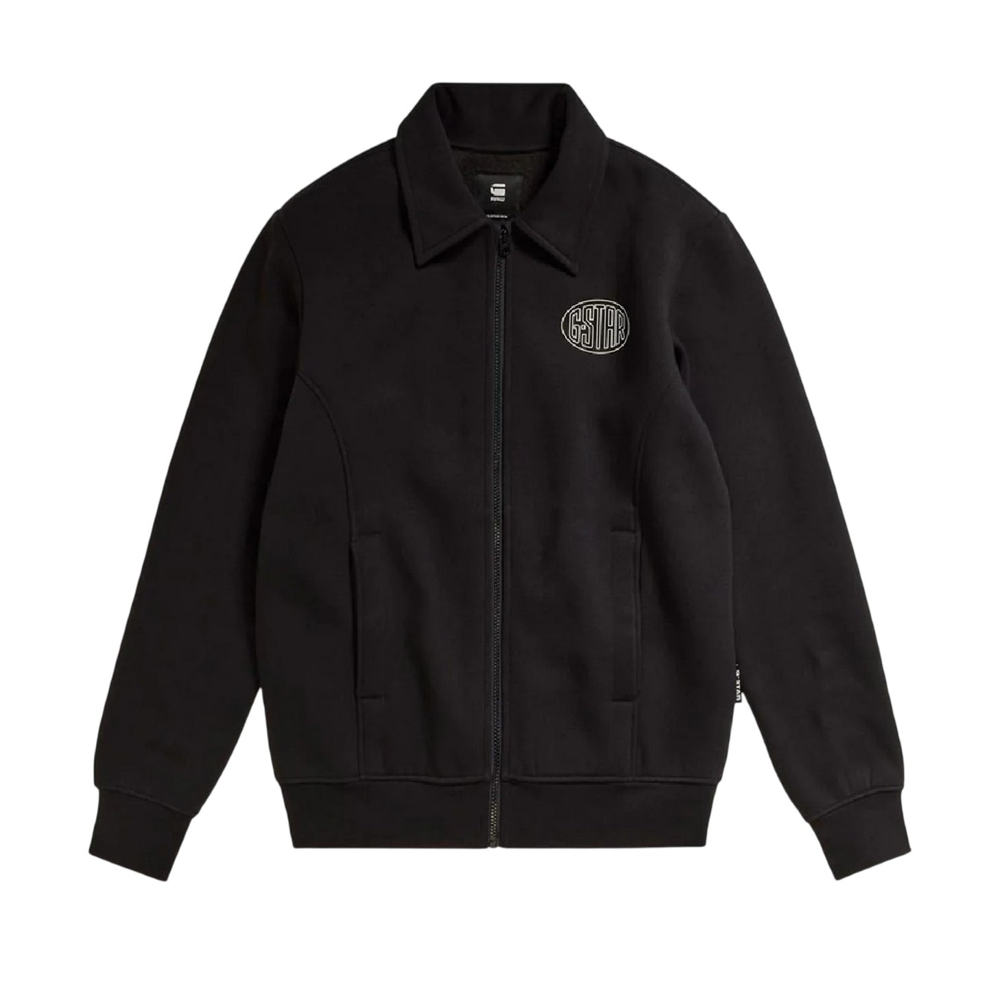 Dark Black - Front - G-Star Mens Collared Full Zip Regular Sweatshirt
