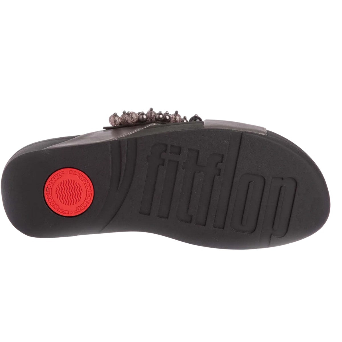Grey-Black - Side - FitFlop Womens-Ladies Lulu Bauble-Bead Cross Strap Sandals
