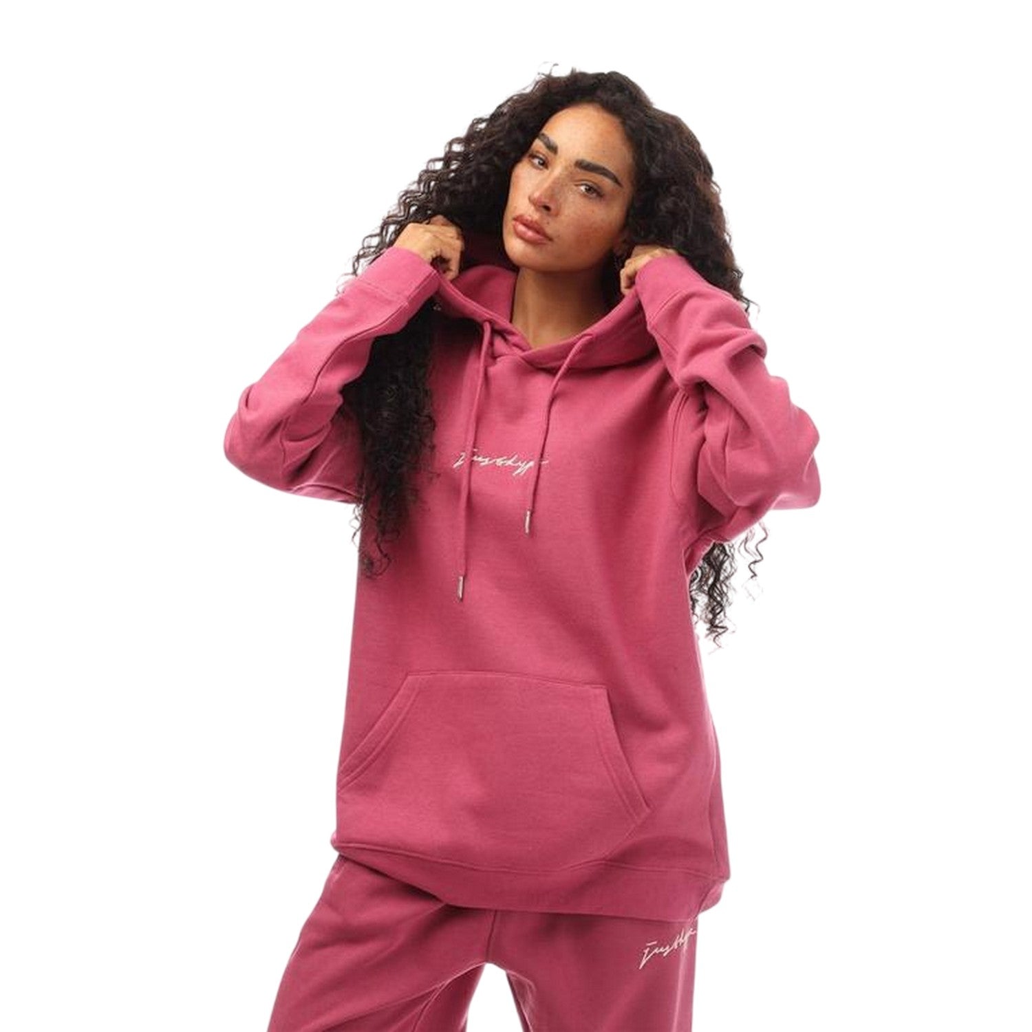 Pink - Side - Hype Mens Regular Drawstring Hoodie