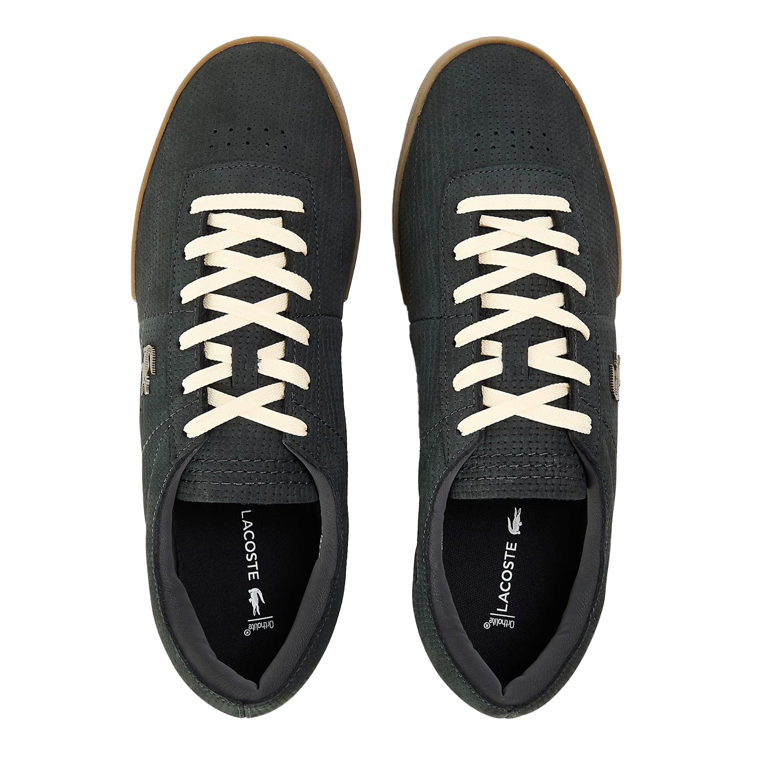 Off Black - Side - Lacoste Mens Aura Leather Trainers