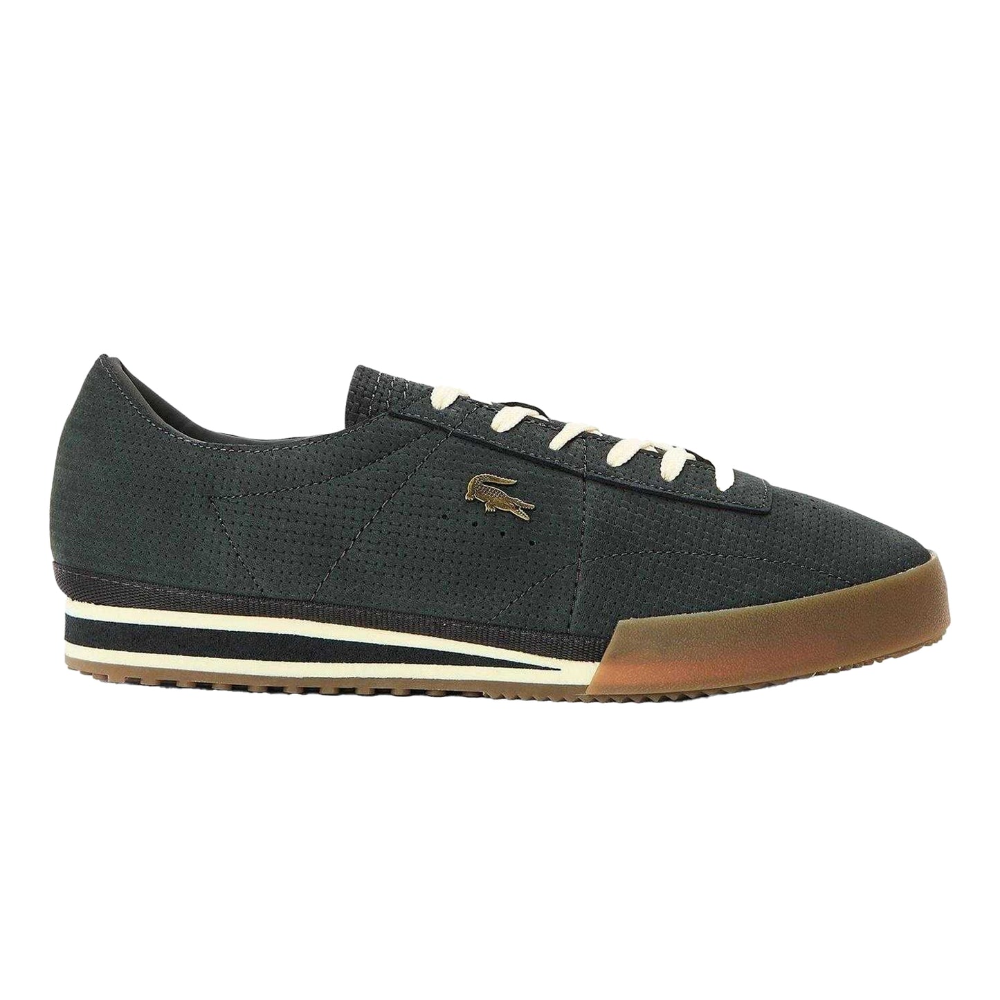 Off Black - Front - Lacoste Mens Aura Leather Trainers