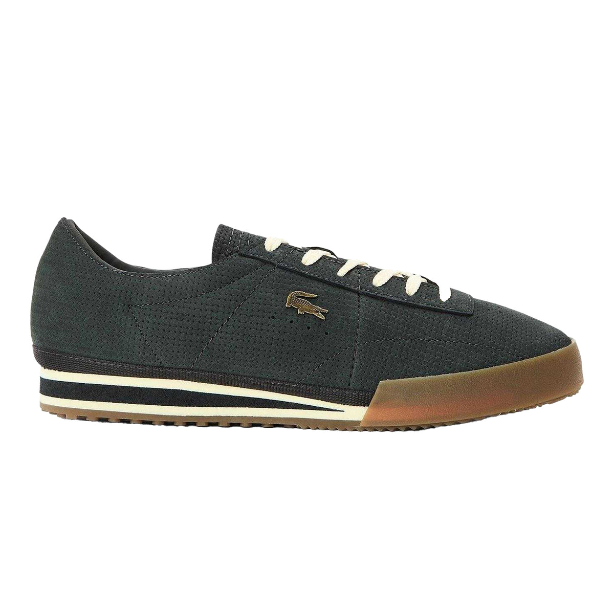 Off Black - Front - Lacoste Mens Aura Leather Trainers