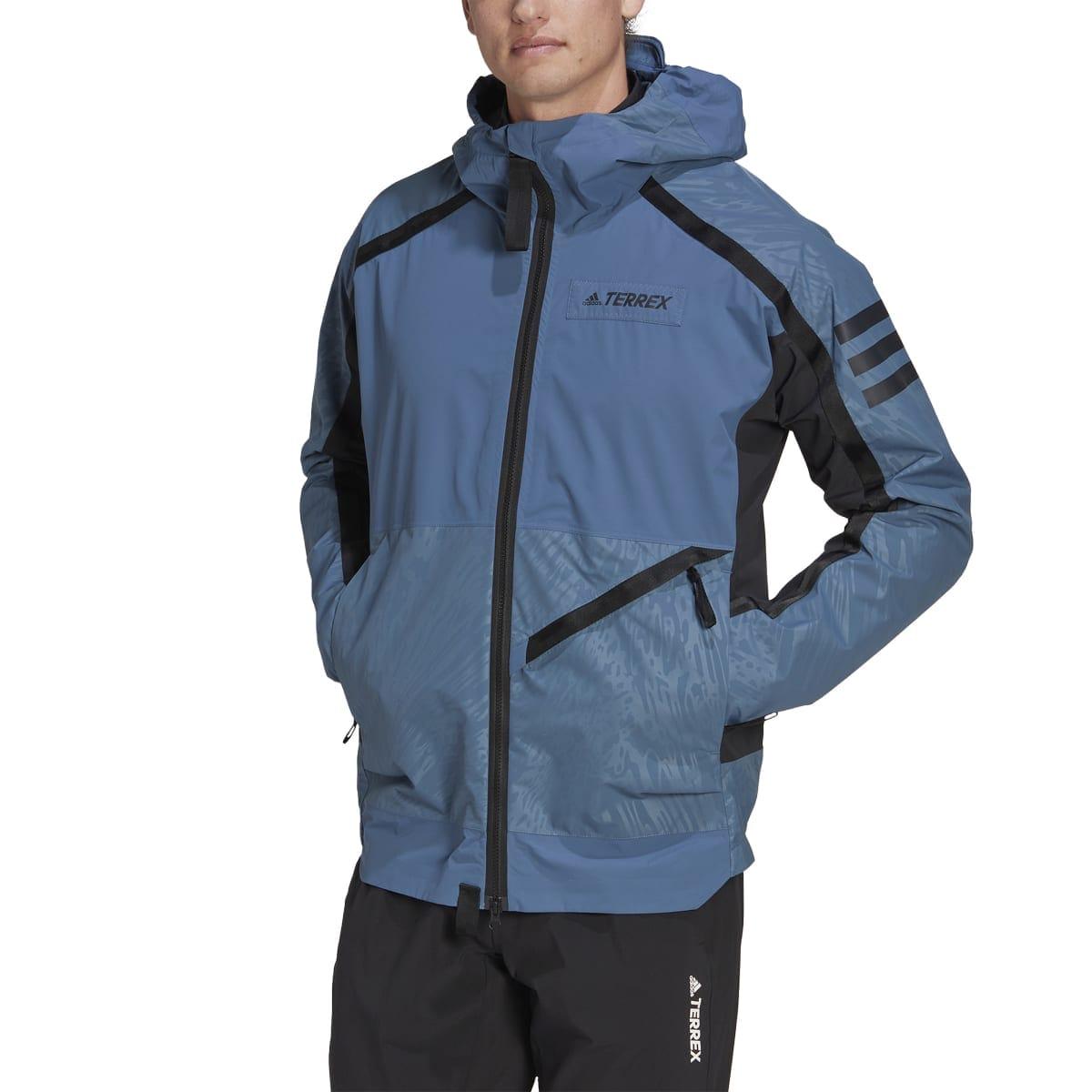 Blue - Side - Adidas Mens Terrex Utilitas Waterproof Jacket