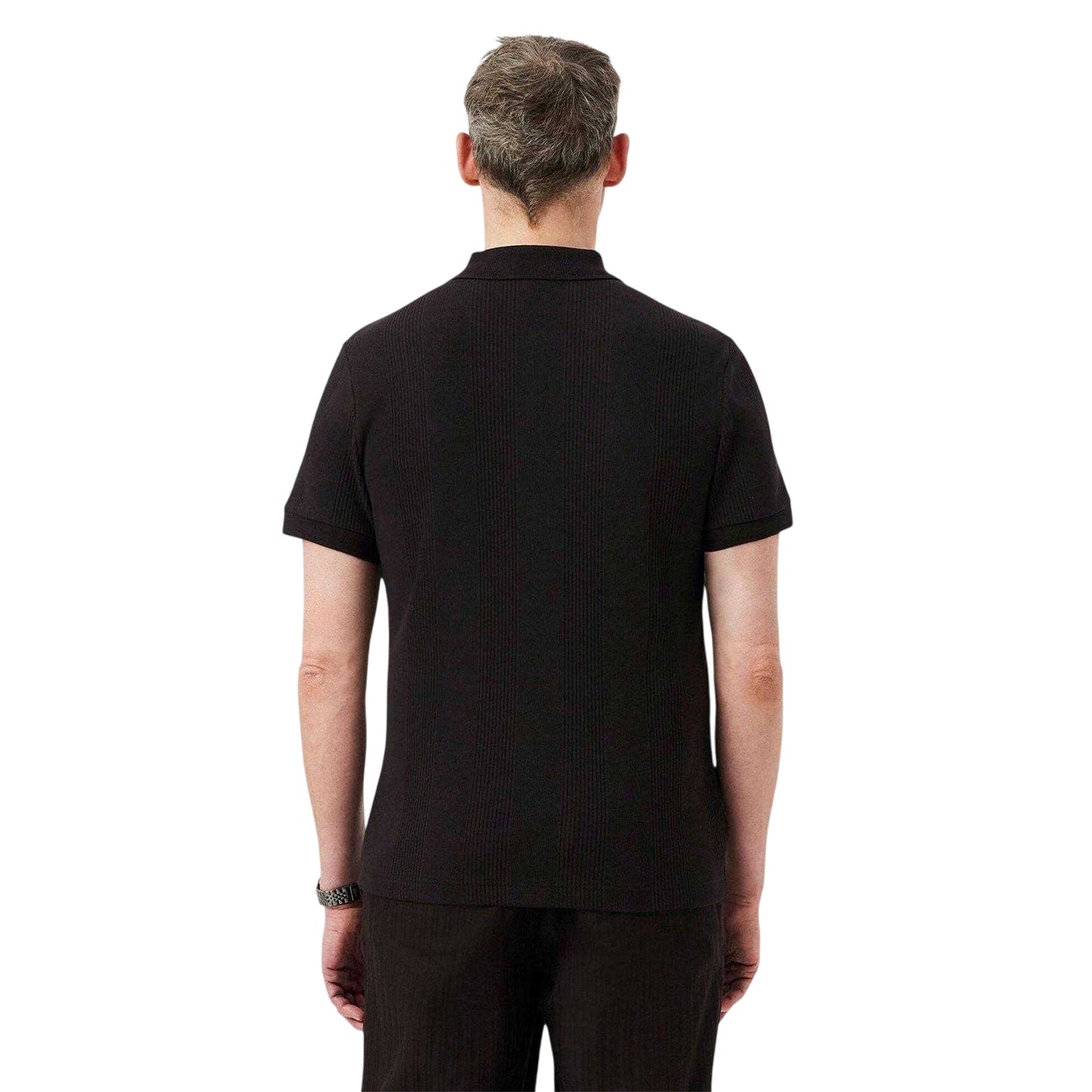 Brown - Back - Lacoste Mens Stripe Polo Shirt