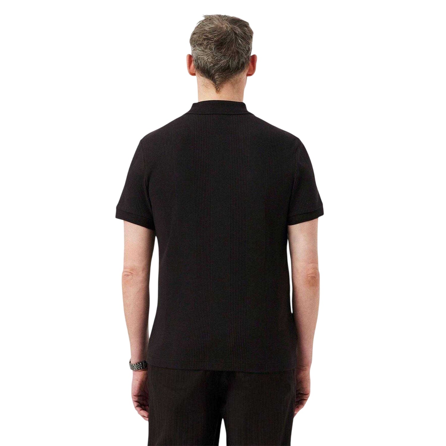 Brown - Back - Lacoste Mens Stripe Polo Shirt