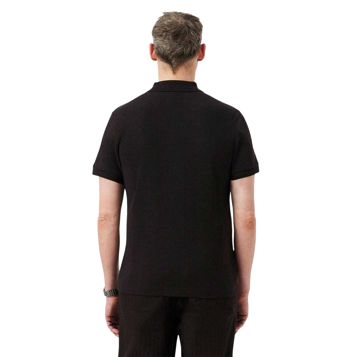 Brown - Back - Lacoste Mens Stripe Polo Shirt