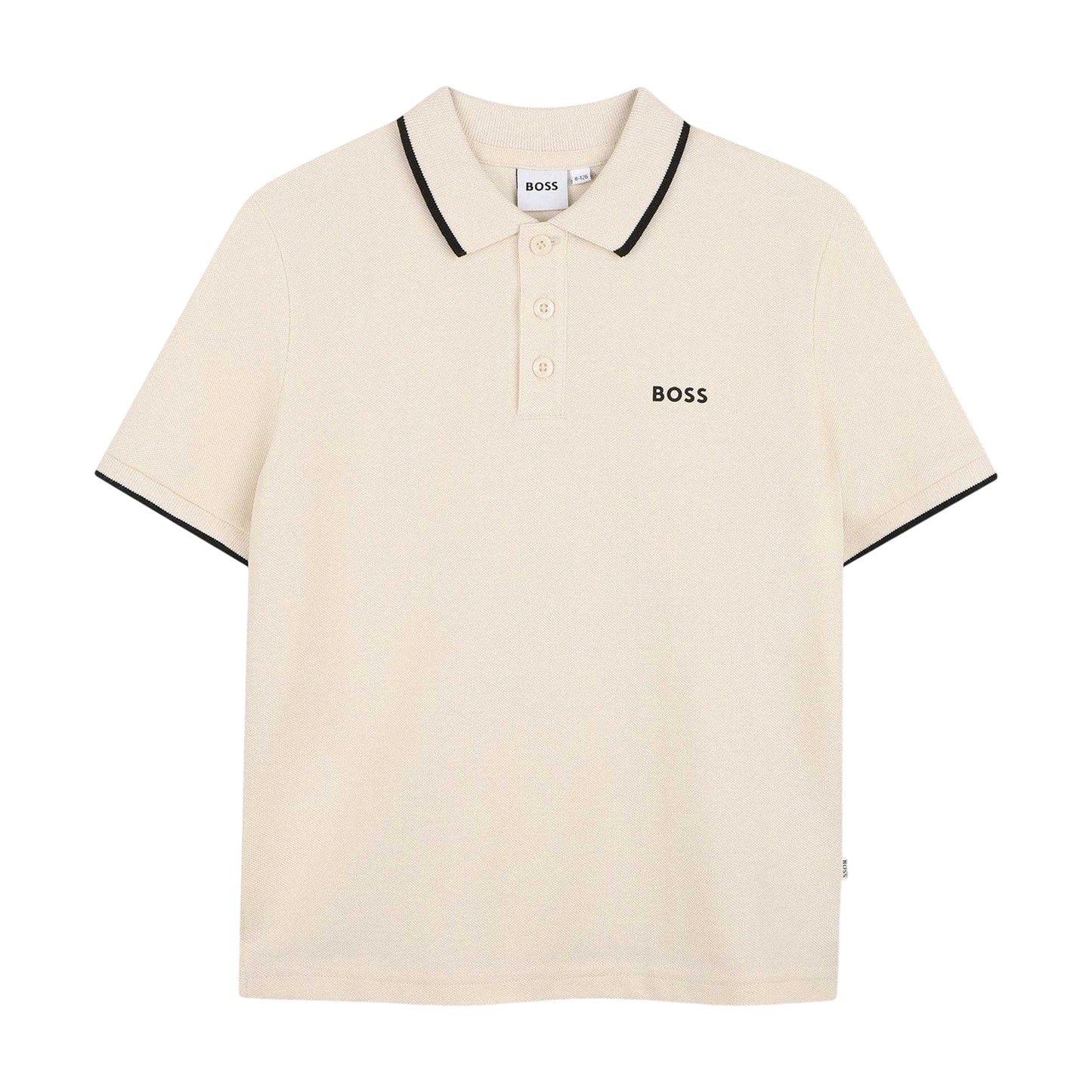 Sand - Front - Boss Boys Logo Polo Shirt