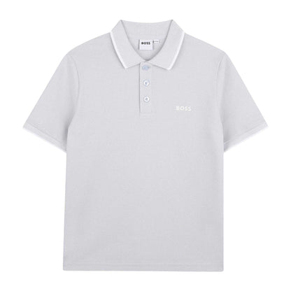 Pale Blue - Front - Boss Boys Logo Polo Shirt