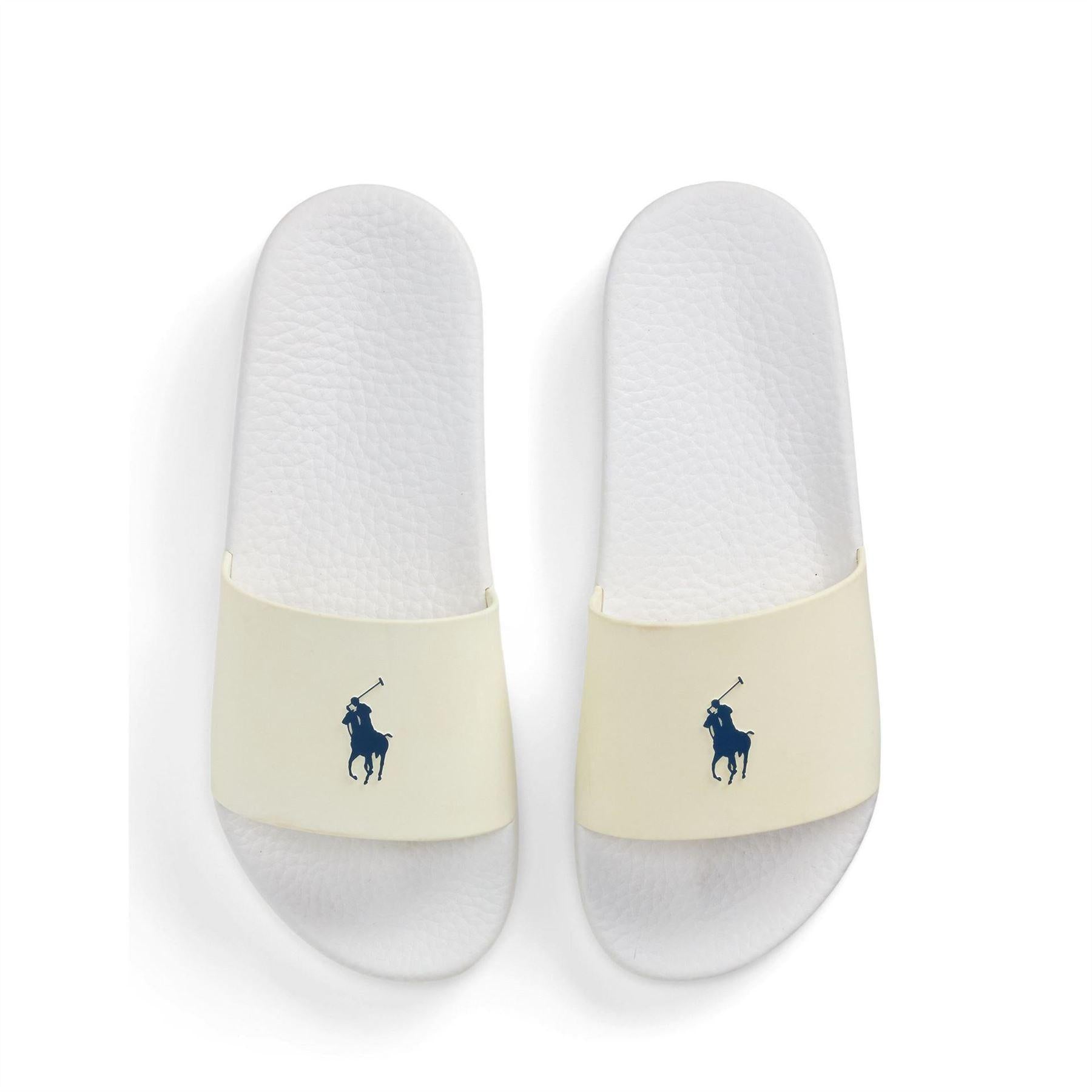 Off White-Navy - Side - Ralph Lauren Womens-Ladies Polo TPU Slides