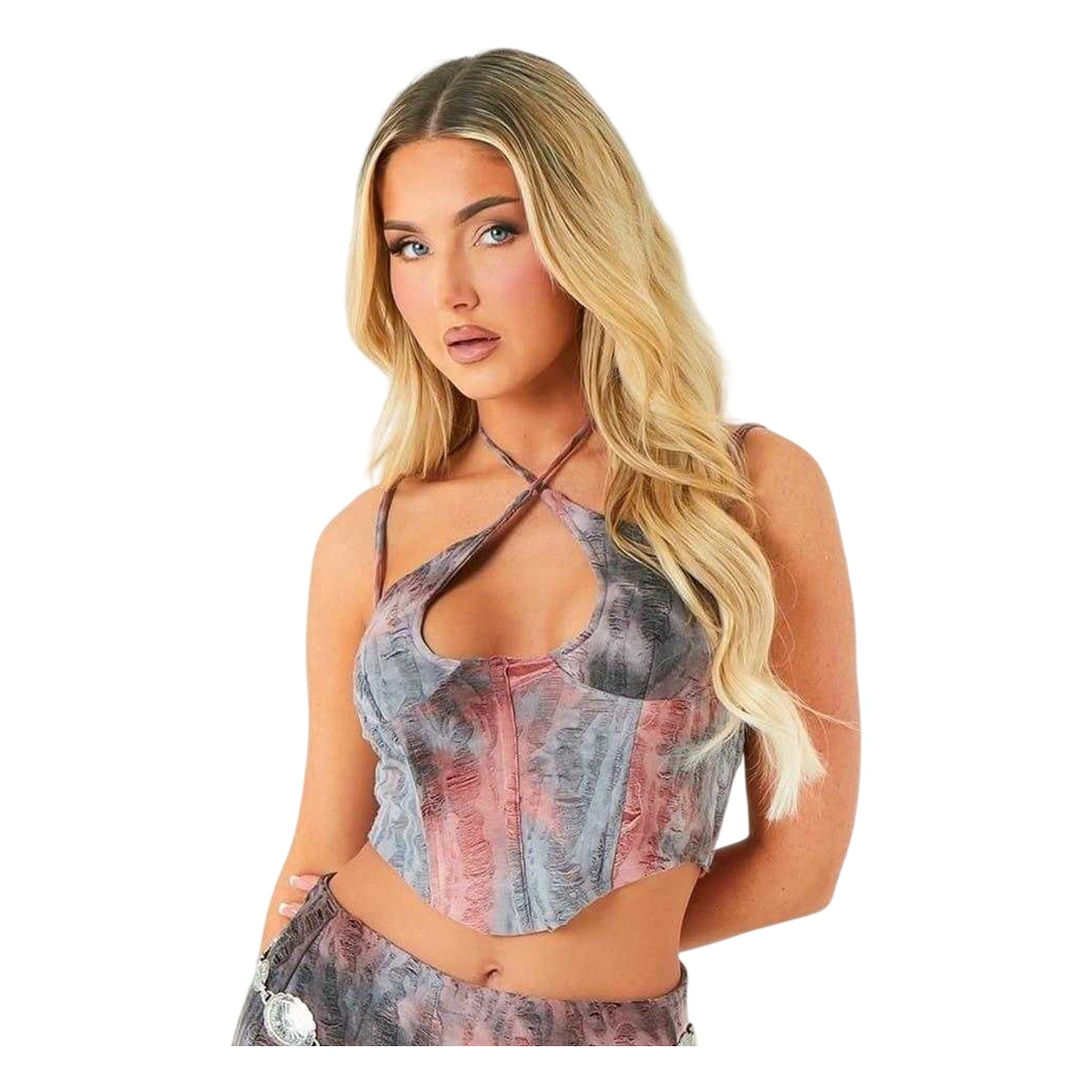 Grey Tie Dye - Back - Missy Empire Womens-Ladies Tie Dye Fitted Co-ord Set