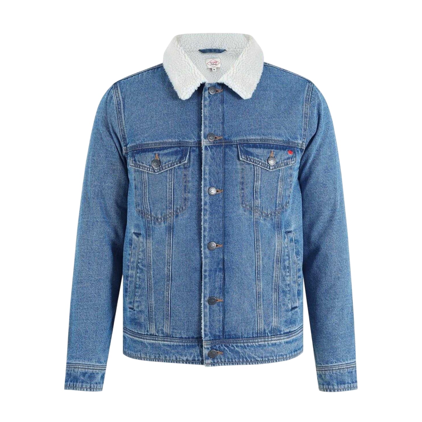 Mid Wash - Front - Lee Cooper Mens Borg Lined Denim Jacket