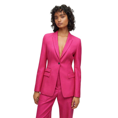 Bright Pink - Back - Boss Womens-Ladies Juicylara2 Slim Suit Jacket