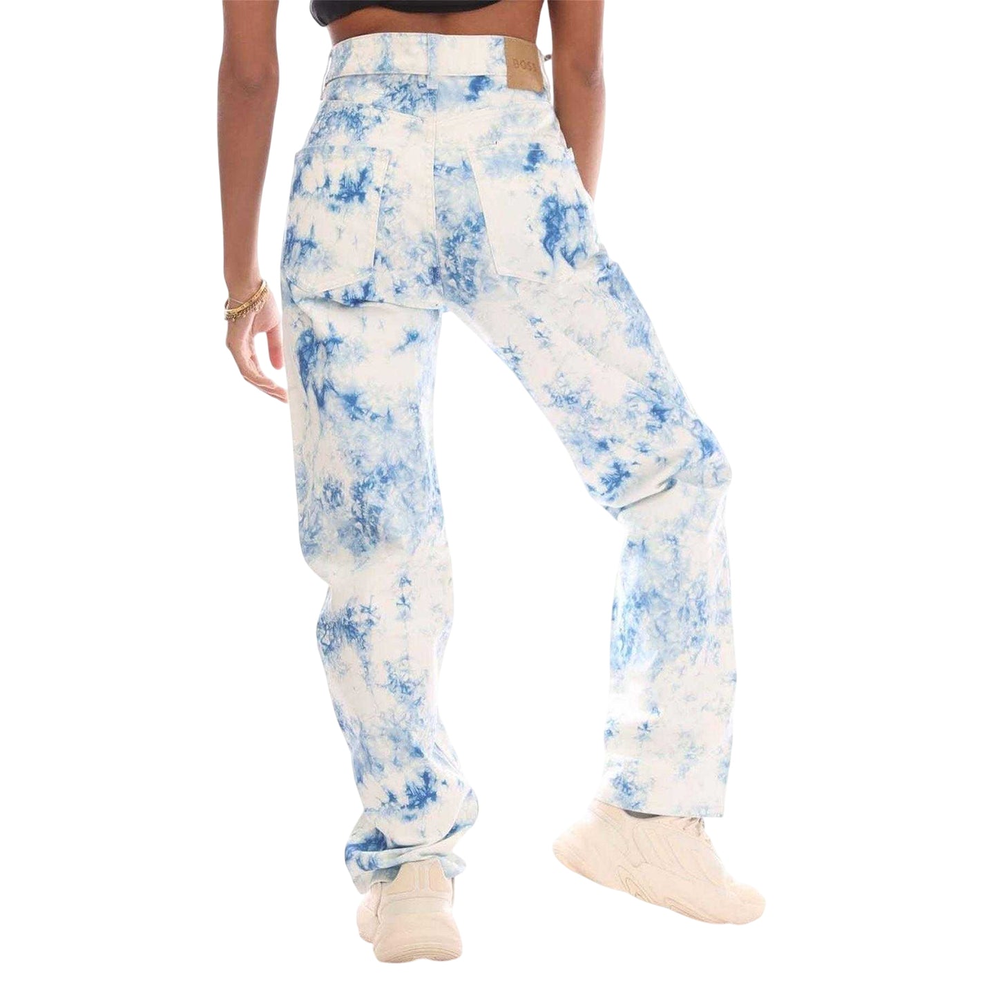 Multicoloured - Back - Boss Womens-Ladies Cotton Tie Dye Cropped Straight Jeans