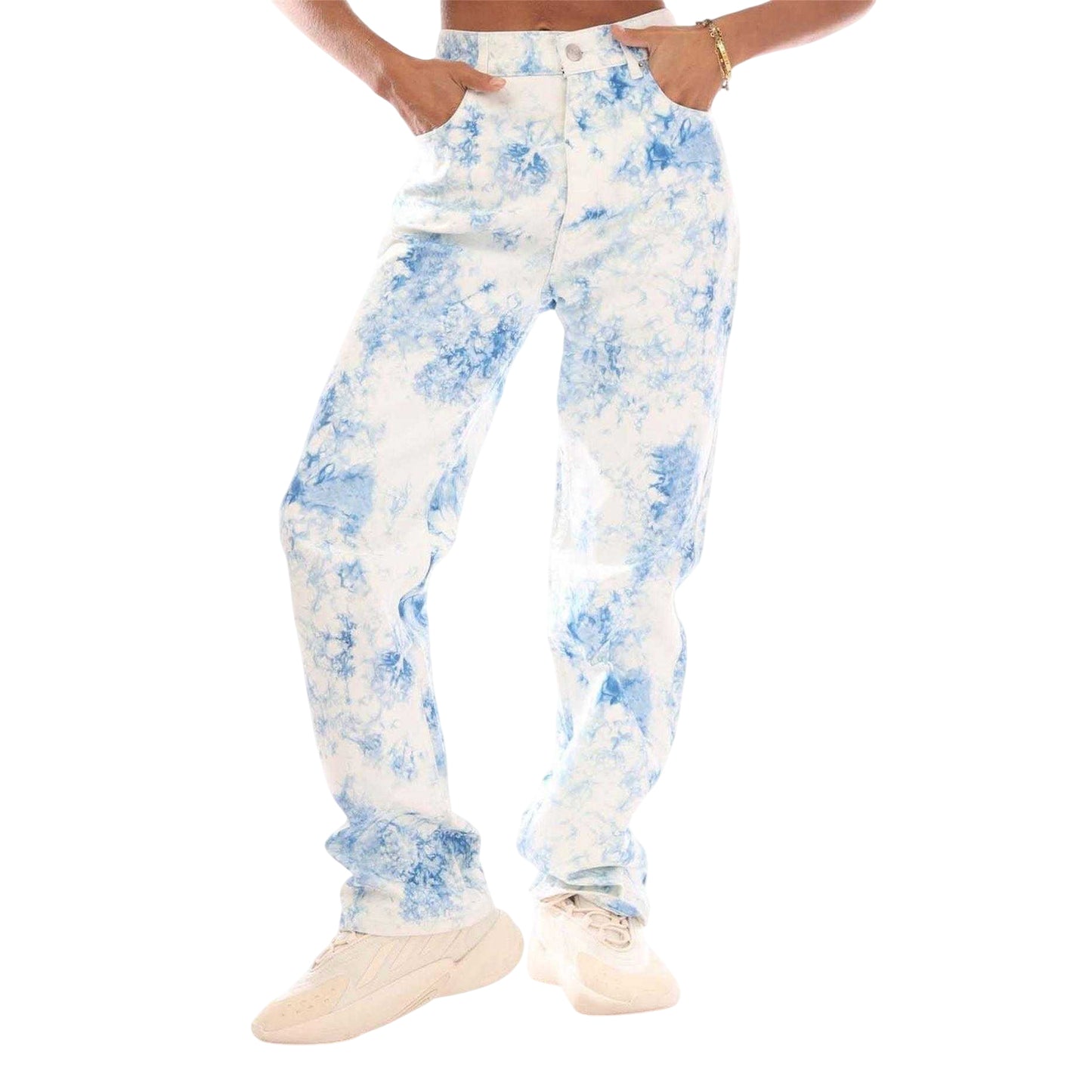 Multicoloured - Front - Boss Womens-Ladies Cotton Tie Dye Cropped Straight Jeans