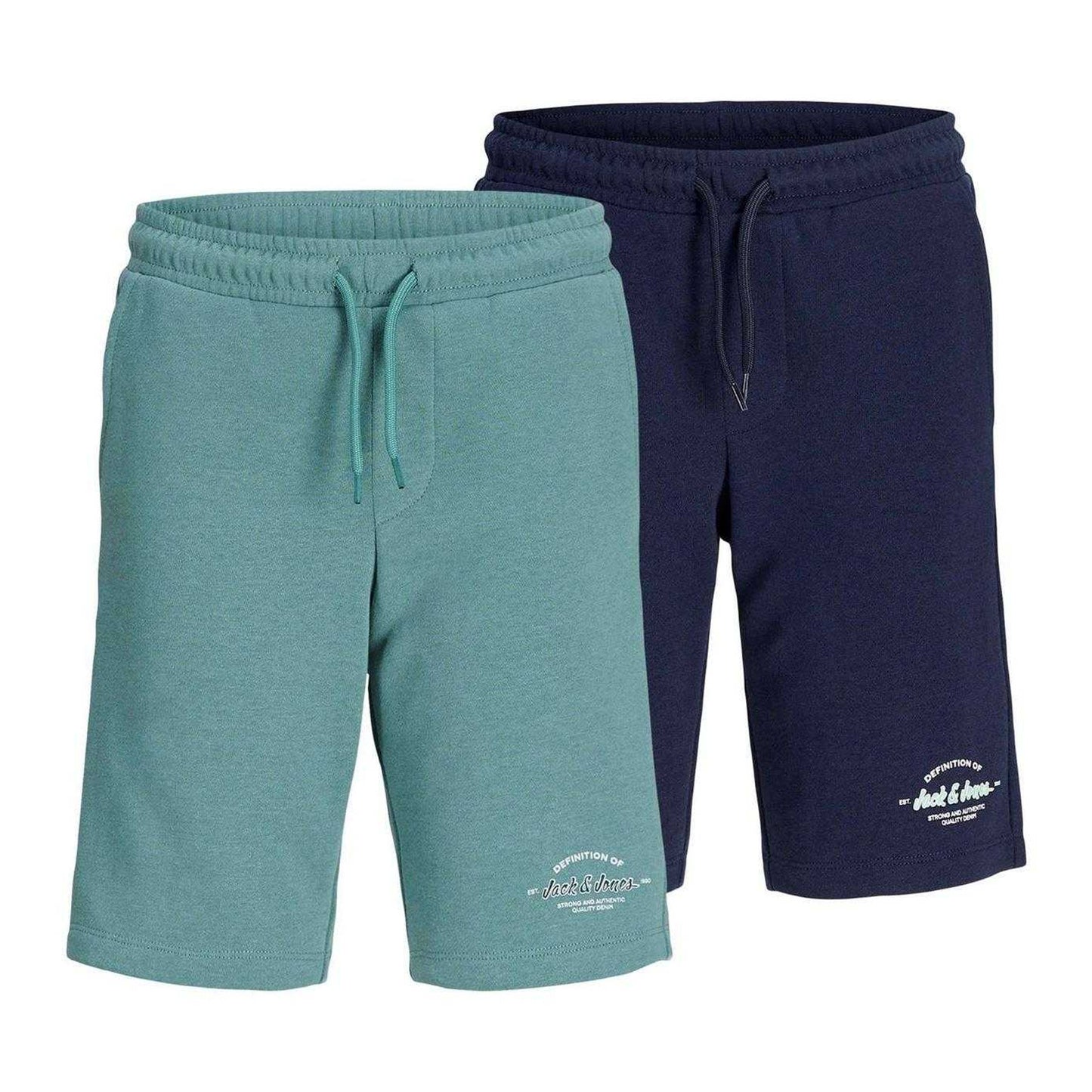 Navy-Mineral - Front - Jack And Jones Boys Fleece Shorts (Pack of 2)
