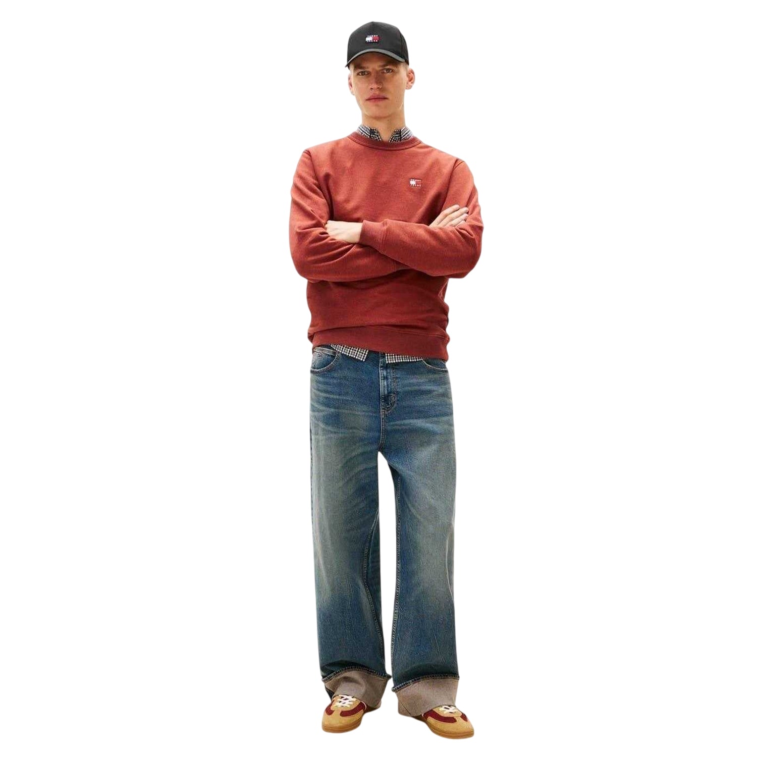 Terracotta - Side - Tommy Jeans Mens Logo Sweatshirt
