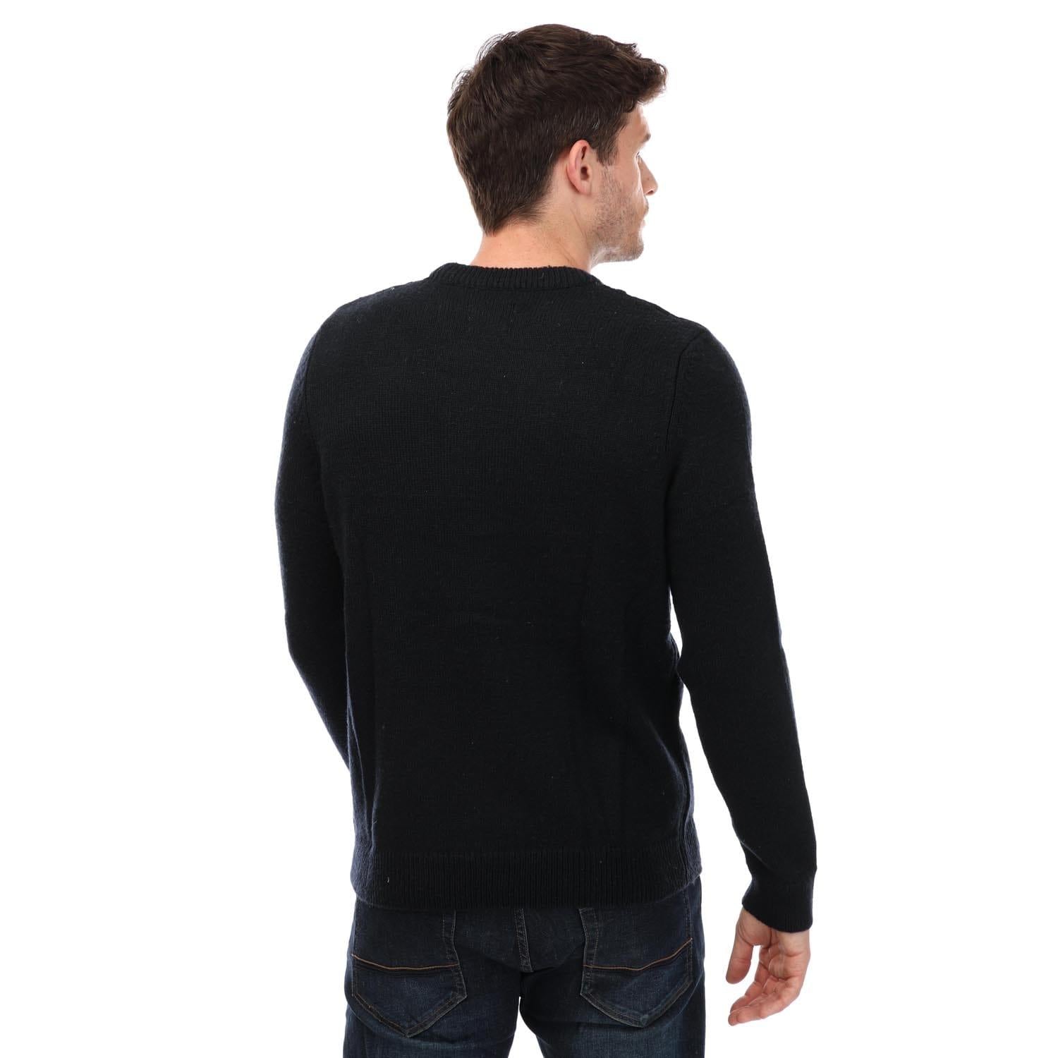 Navy - Back - Farah Mens Winston Knitted Crew Neck Sweatshirt