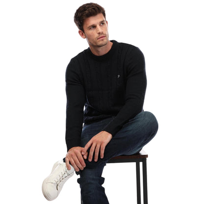 Navy - Lifestyle - Farah Mens Winston Knitted Crew Neck Sweatshirt