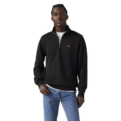 Black - Side - Levis Mens Logo Quarter Zip Sweatshirt