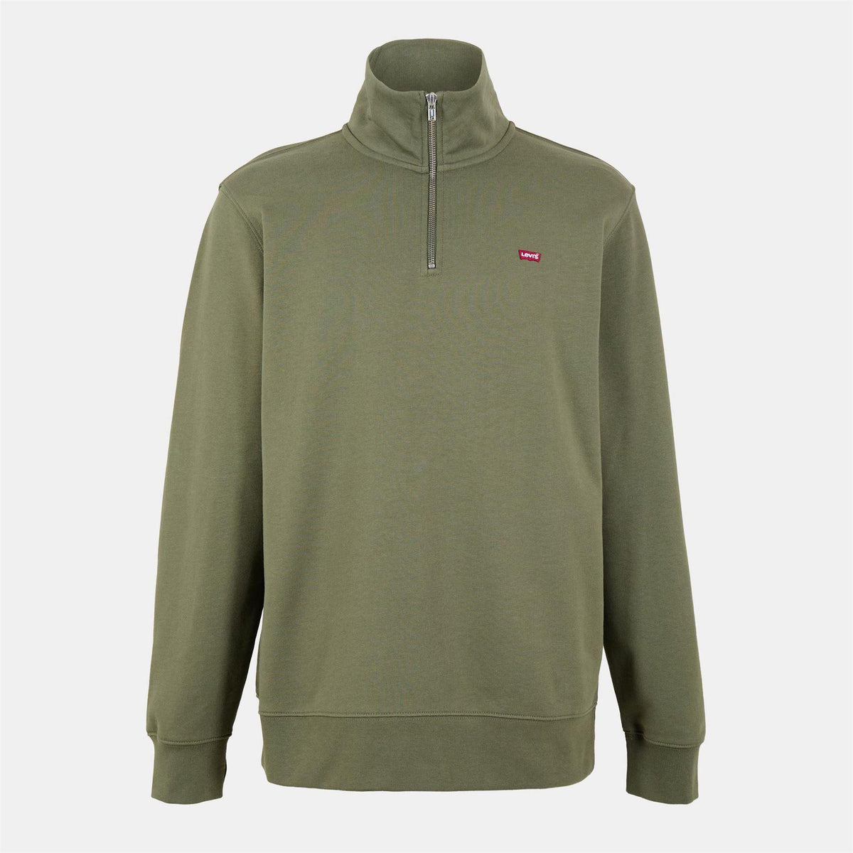 Olive - Front - Levis Mens Logo Quarter Zip Sweatshirt