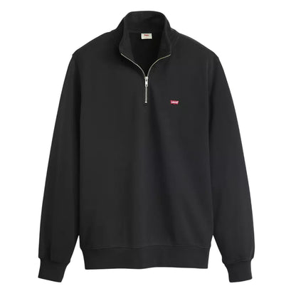 Black - Front - Levis Mens Logo Quarter Zip Sweatshirt