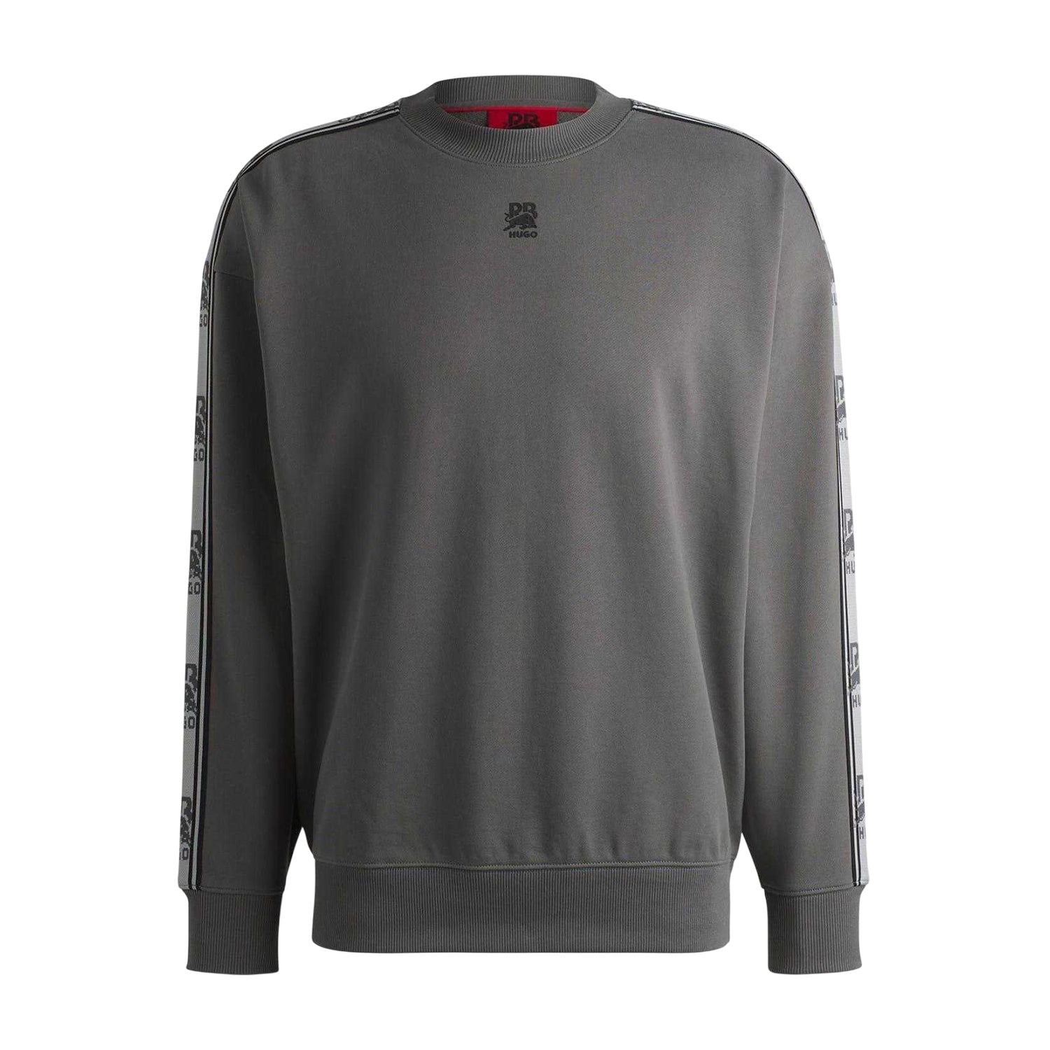 Grey - Front - Hugo Mens Red Label Cotton Branded Tape Sweatshirt