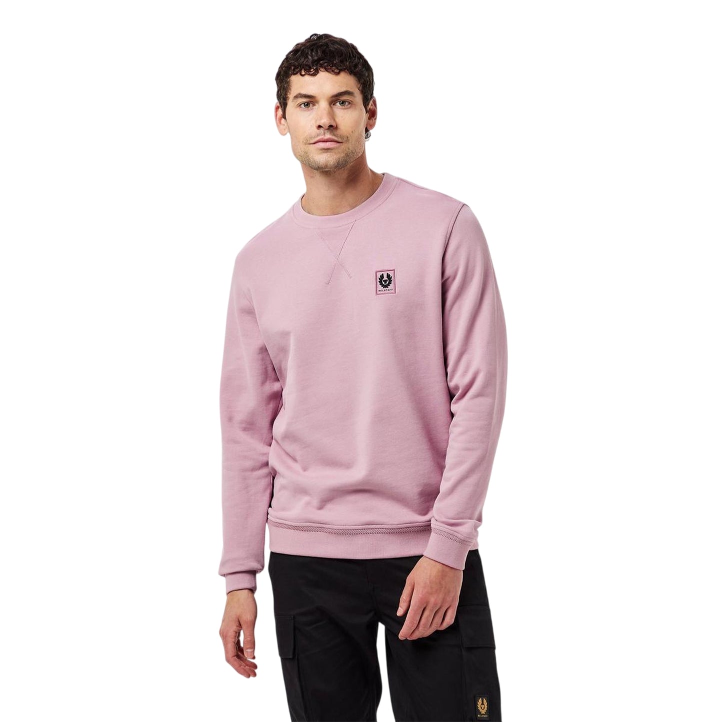 Woodrose - Side - Belstaff Mens Embroidered Logo Cotton Sweatshirt
