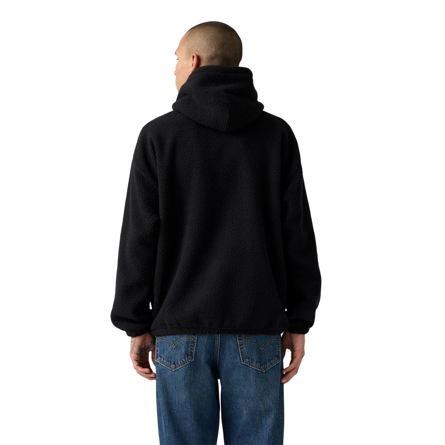 Black - Back - Levis Mens Hooded Long-Sleeved Sweatshirt