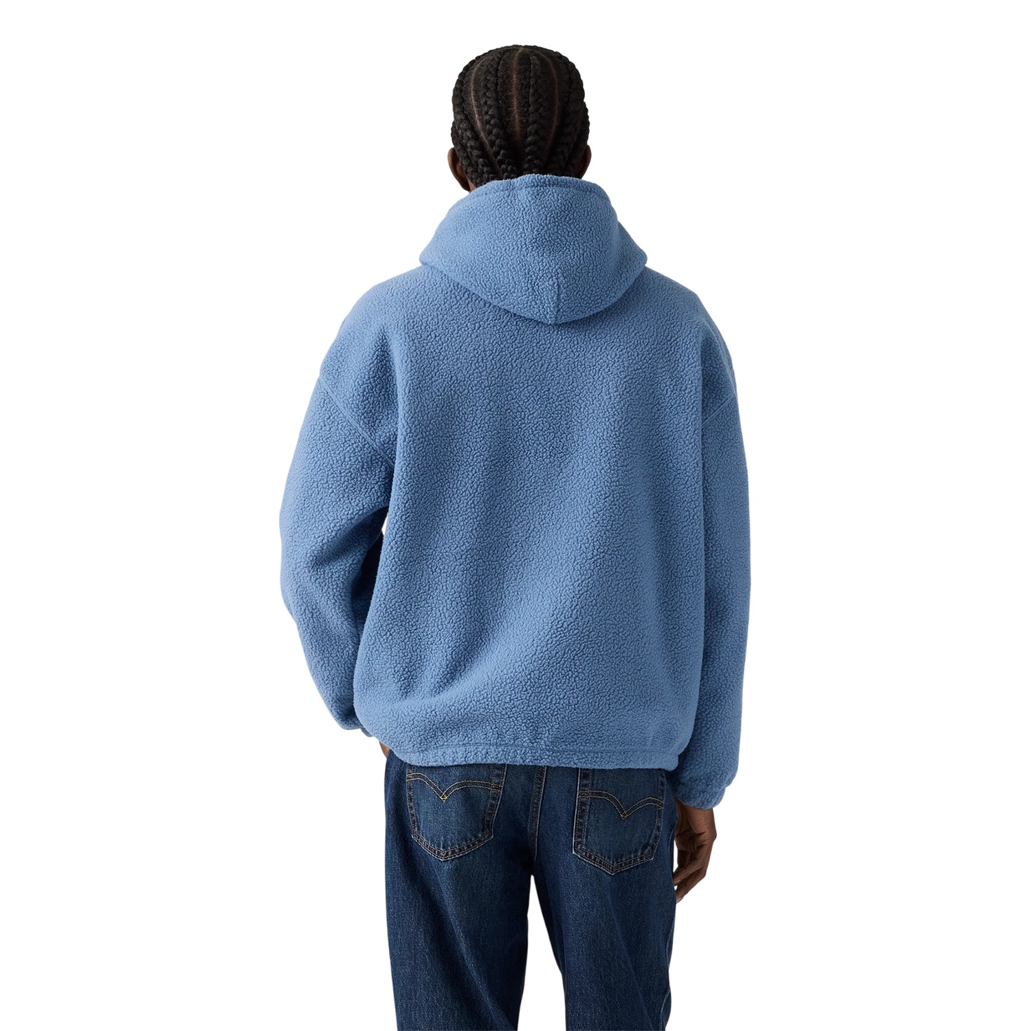Blue - Back - Levis Mens Hooded Long-Sleeved Sweatshirt