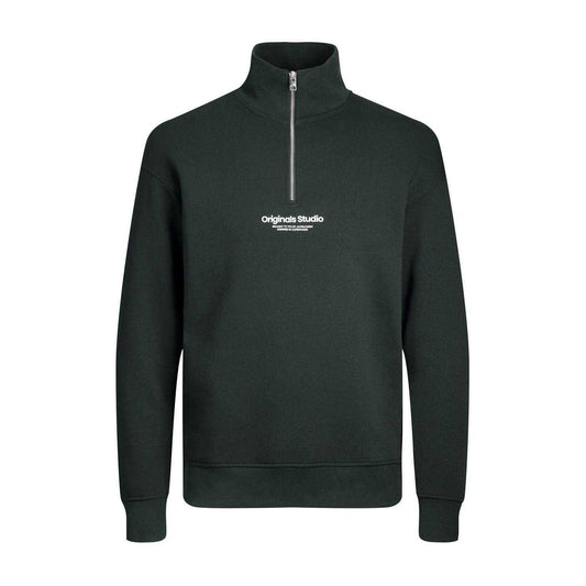 Forest - Front - Jack And Jones Mens Quarter Zip Regular Sweatshirt