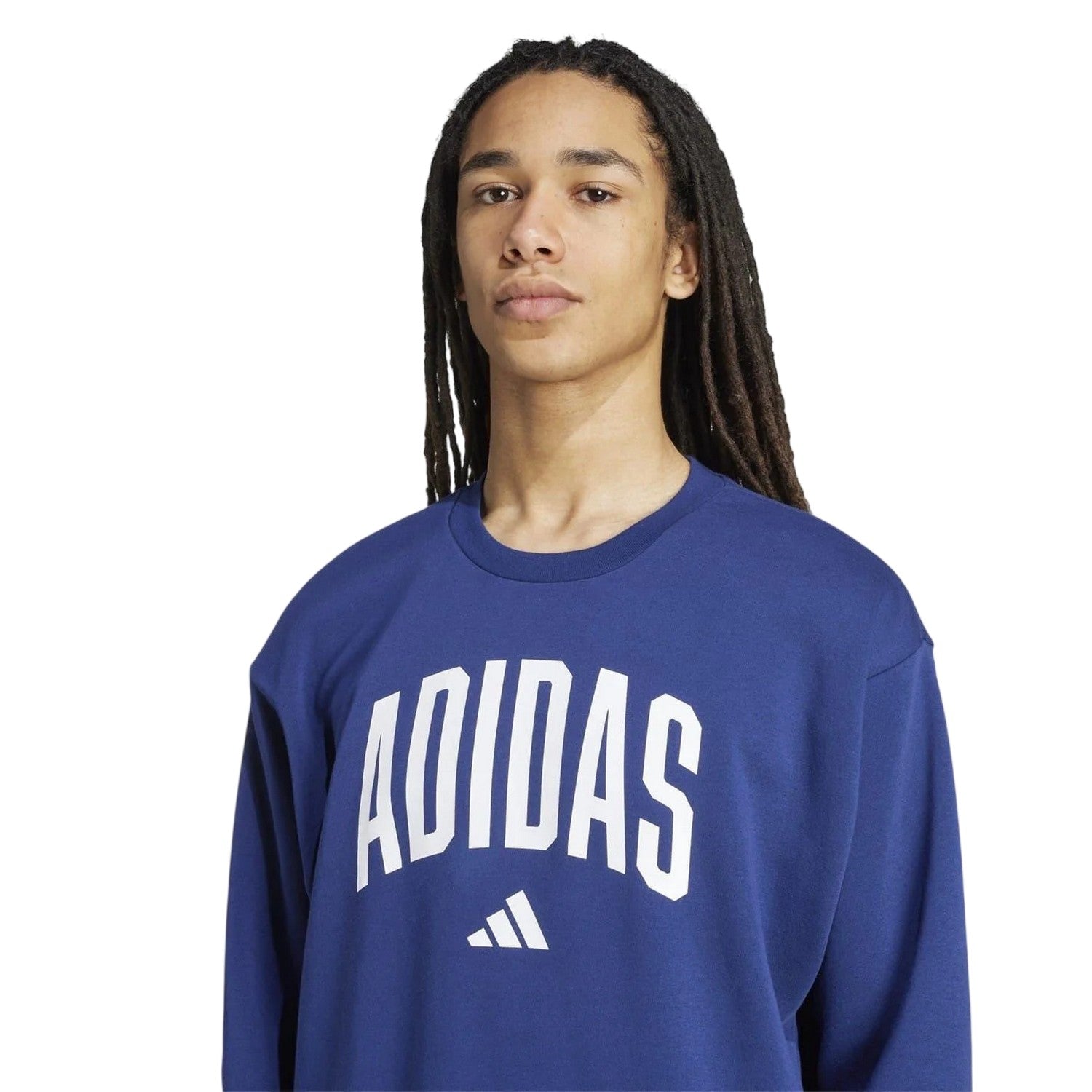 Blue-White - Side - Adidas Mens Collegiate Logo Sweatshirt