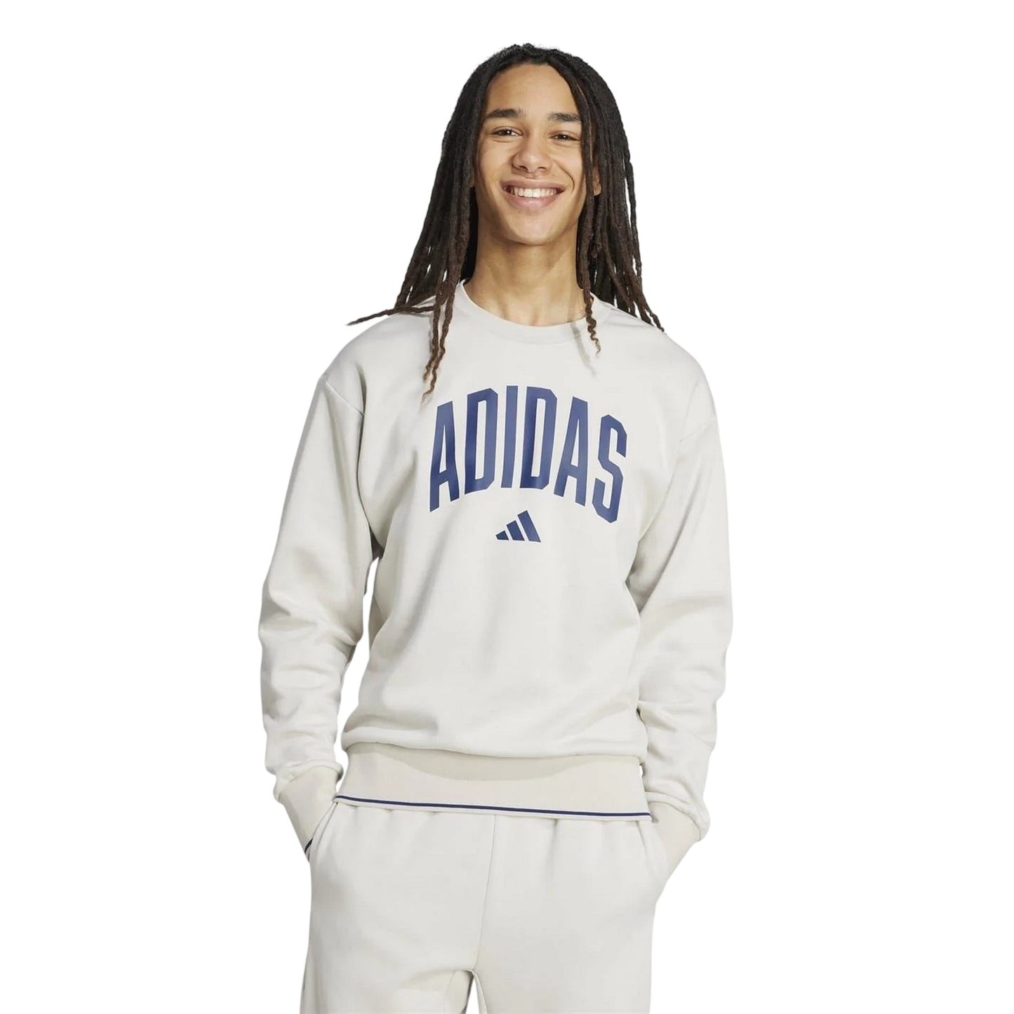 Aluminium Grey-Blue - Front - Adidas Mens Collegiate Logo Sweatshirt