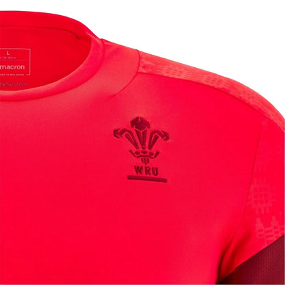 Red - Side - Macron Unisex Adult 25-26 Wales RU Rugby Shirt