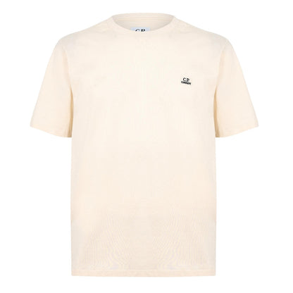 Light Beige - Front - C.P. Company Mens 30-1 Tonal Logo Jersey T-Shirt