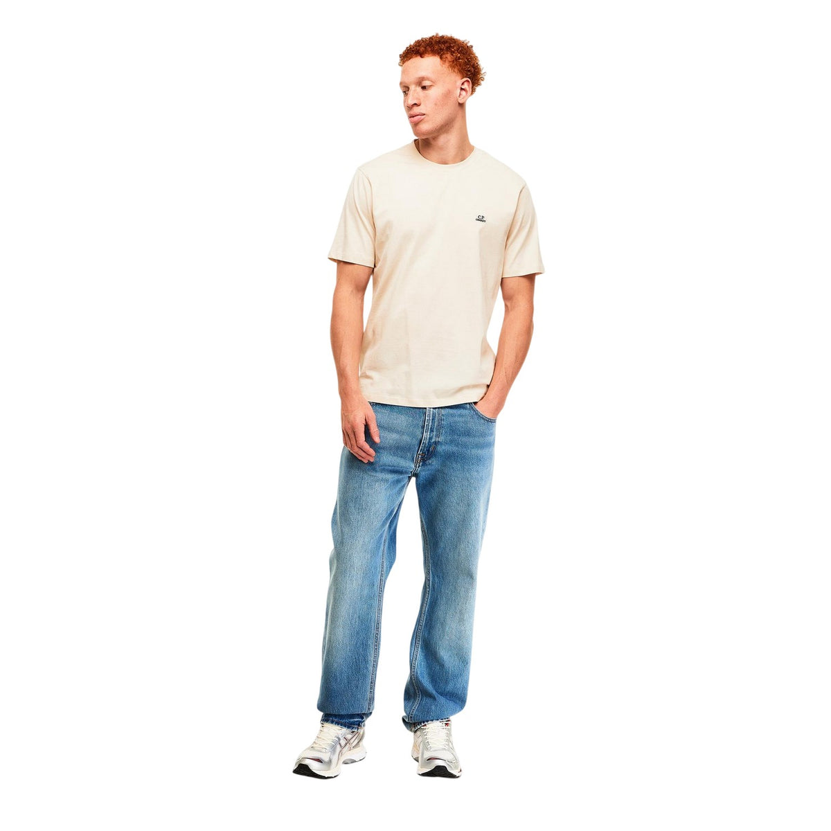 Light Beige - Lifestyle - C.P. Company Mens 30-1 Tonal Logo Jersey T-Shirt