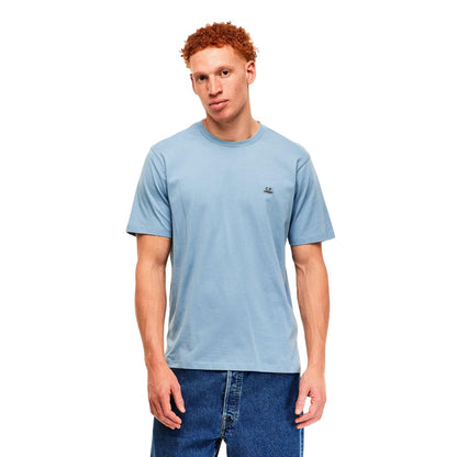 Blue - Side - C.P. Company Mens 30-1 Tonal Logo Jersey T-Shirt