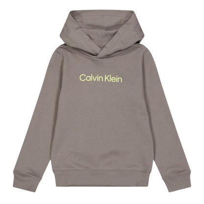 Granite Grey - Front - Calvin Klein Childrens-Kids Logo Regular Hoodie